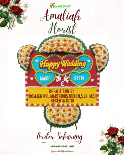Karangan Papan Bunga Pernikahan di Jongaya